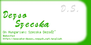 dezso szecska business card